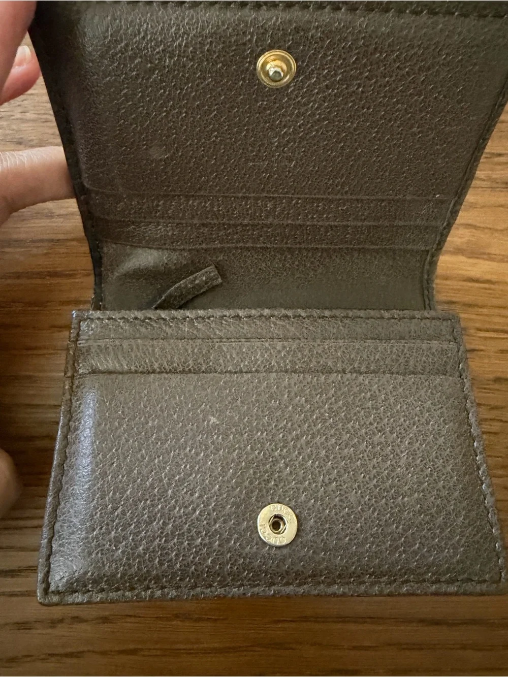 Gucci GG Supreme Canvas Brown Leather Bengal Tiger Compact Wallet
